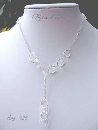 Collana "SAliscendi" in argento e cristalli Swarovsky originali satinati e lucidi